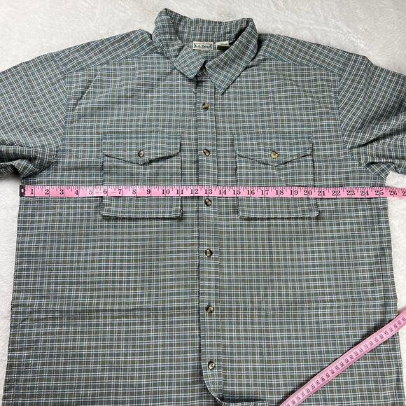 L.L. Bean Men’s Size Large Vintage Button Down Plaid Shirt blue green - Picture 5 of 8